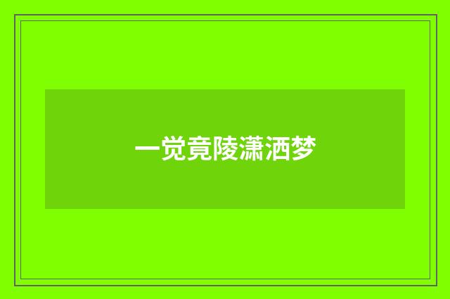 一觉竟陵潇洒梦