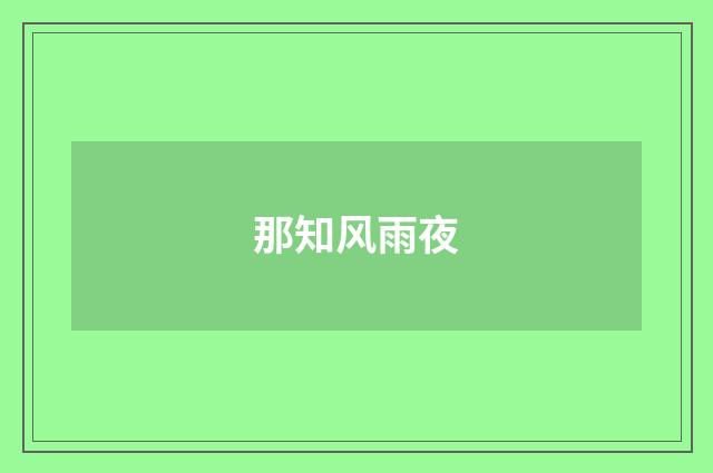 那知风雨夜