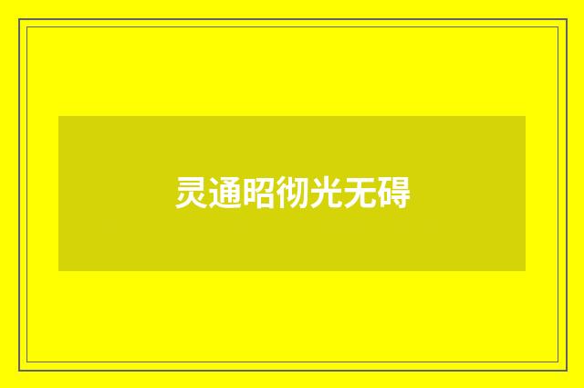 灵通昭彻光无碍