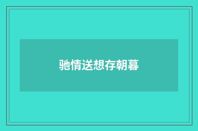 驰情送想存朝暮