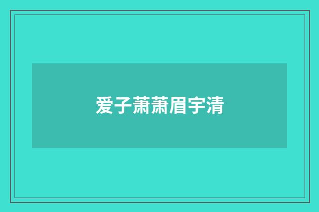 爱子萧萧眉宇清