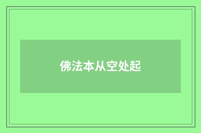 佛法本从空处起