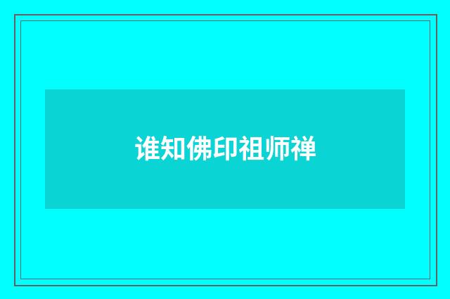 谁知佛印祖师禅