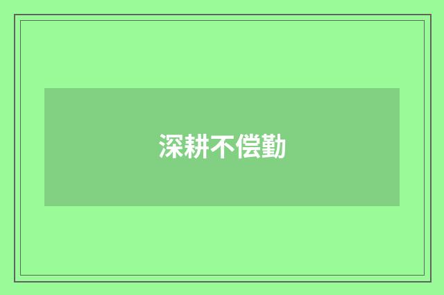 深耕不偿勤