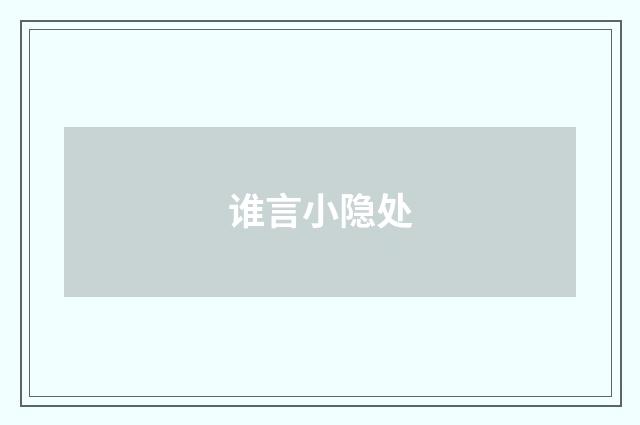 谁言小隐处