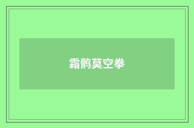 霜鹘莫空拳