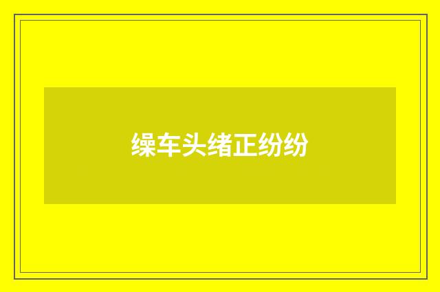 缲车头绪正纷纷