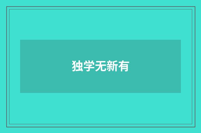 独学无新有
