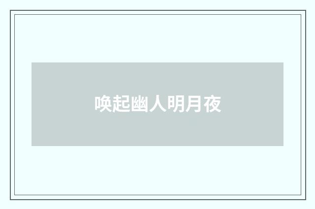 唤起幽人明月夜