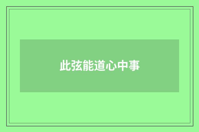 此弦能道心中事