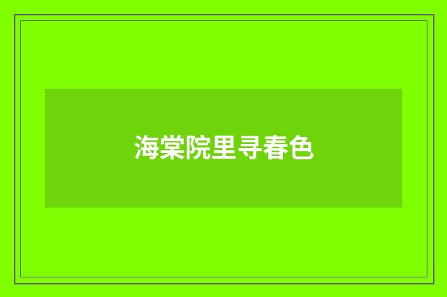 海棠院里寻春色