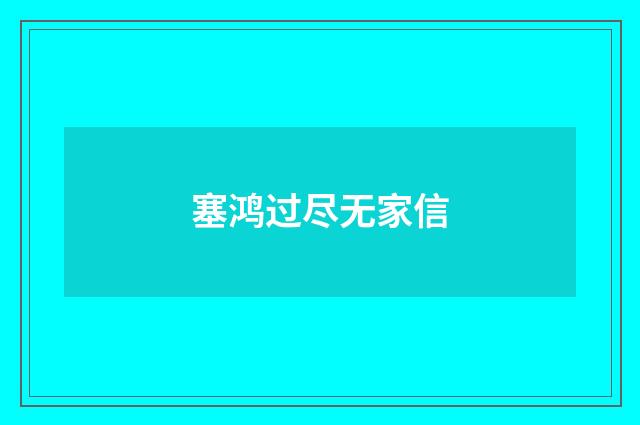 塞鸿过尽无家信