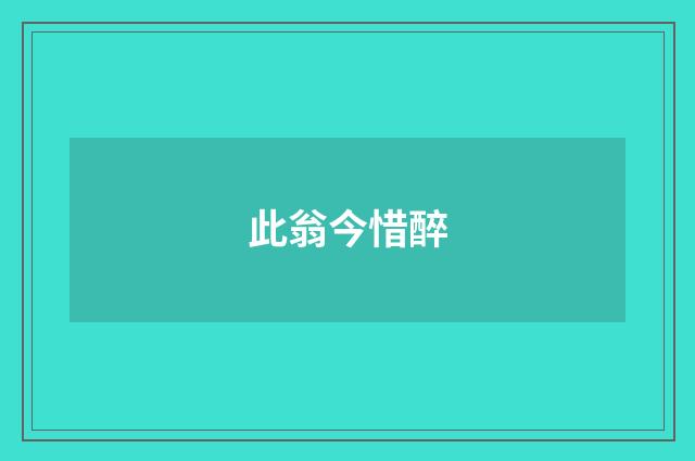 此翁今惜醉