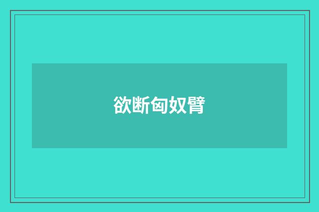 欲断匈奴臂