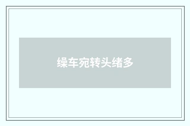 缲车宛转头绪多