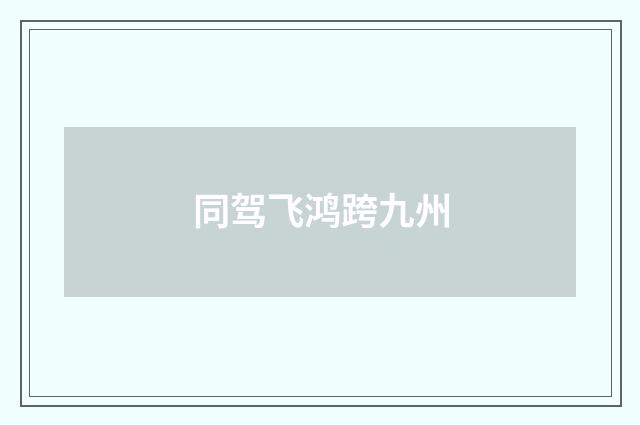同驾飞鸿跨九州