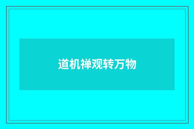 道机禅观转万物