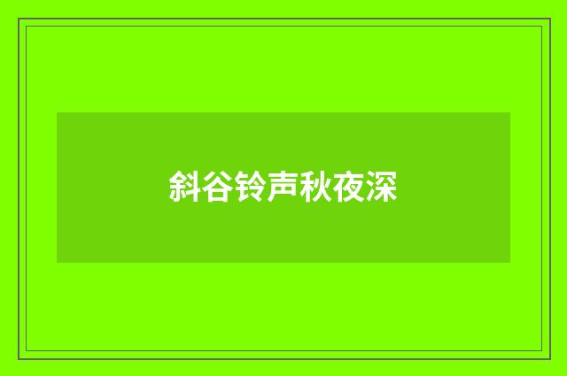 斜谷铃声秋夜深