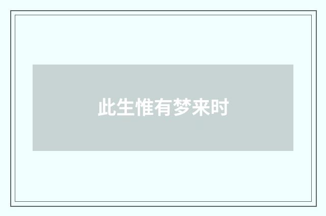 此生惟有梦来时
