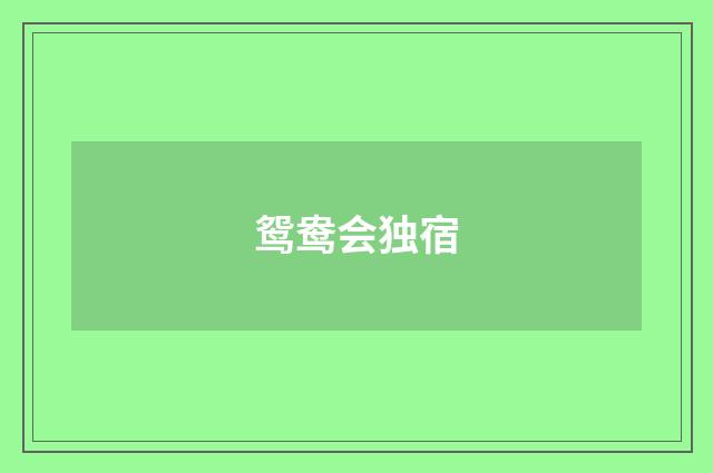 鸳鸯会独宿