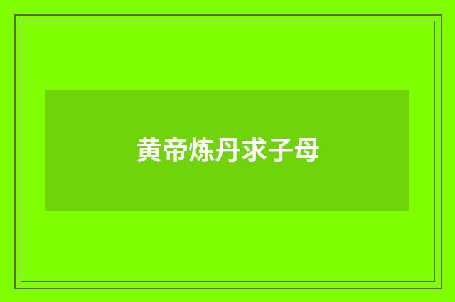 黄帝炼丹求子母