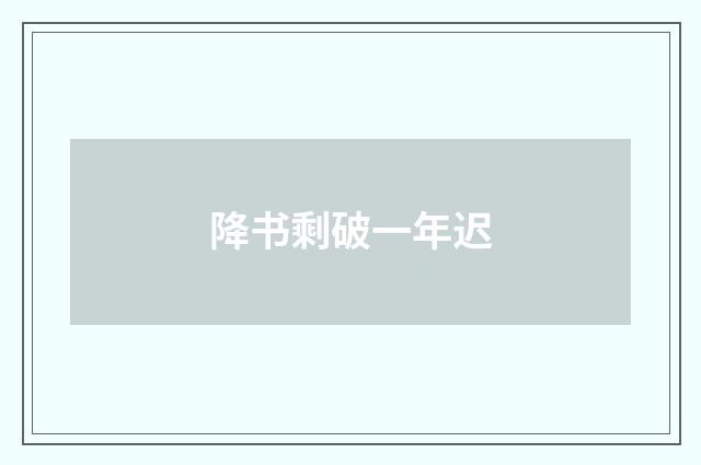 降书剩破一年迟