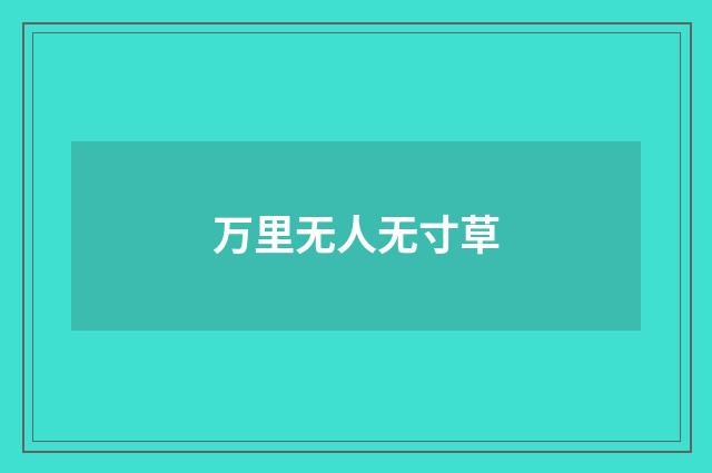 万里无人无寸草