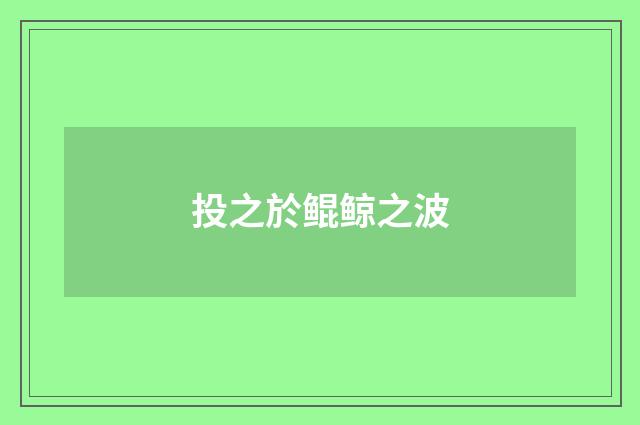 投之於鲲鲸之波
