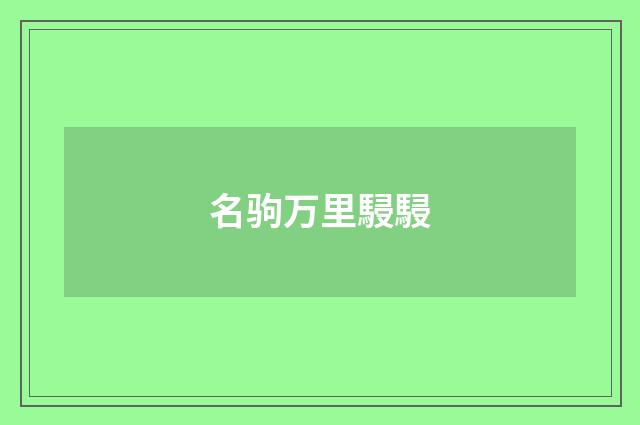 名驹万里駸駸