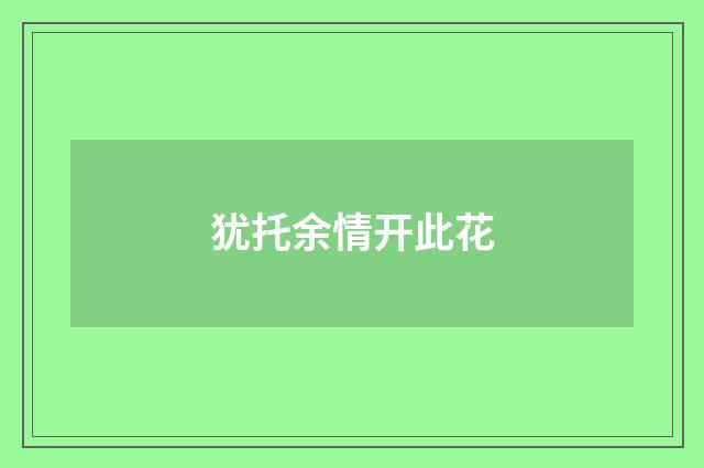 犹托余情开此花