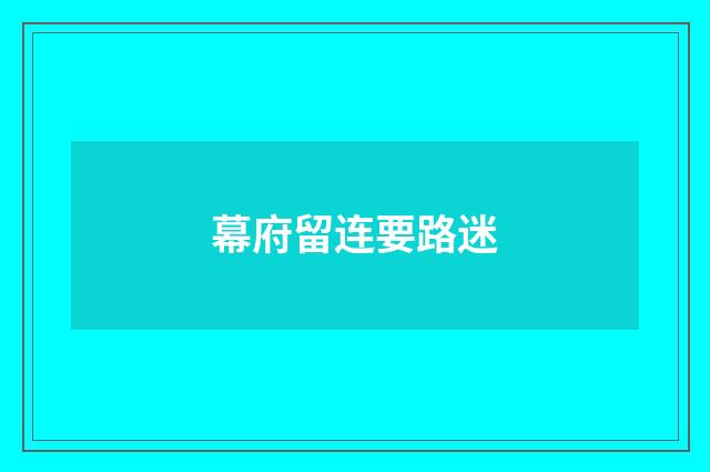 幕府留连要路迷