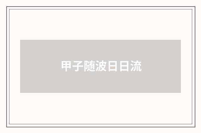 甲子随波日日流