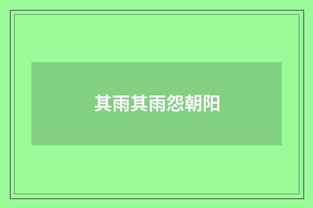其雨其雨怨朝阳
