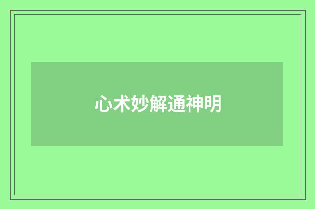 心术妙解通神明