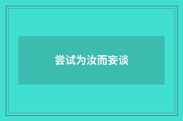 尝试为汝而妄谈
