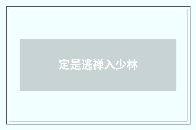 定是逃禅入少林