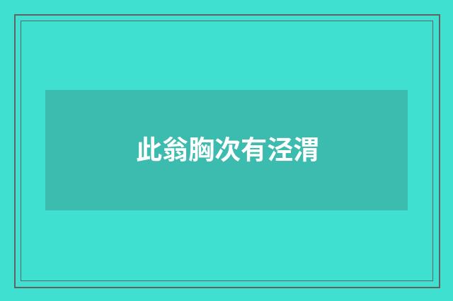 此翁胸次有泾渭