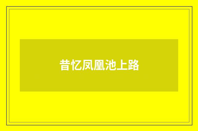 昔忆凤凰池上路