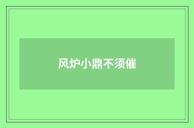 风炉小鼎不须催