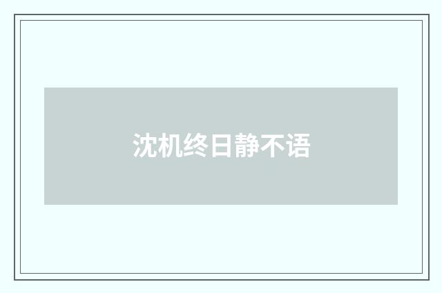 沈机终日静不语