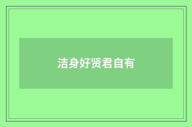 洁身好贤君自有