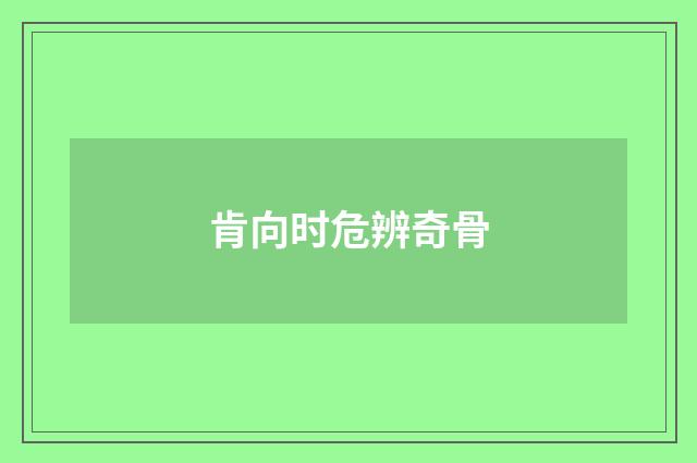 肯向时危辨奇骨