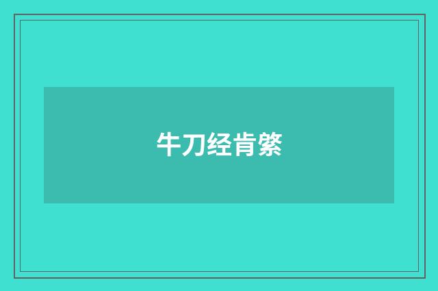牛刀经肯綮