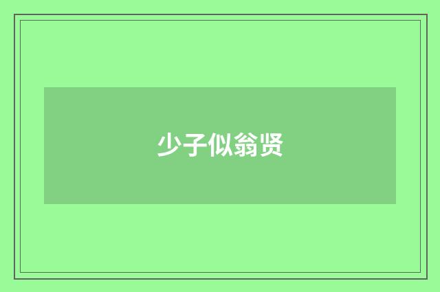 少子似翁贤