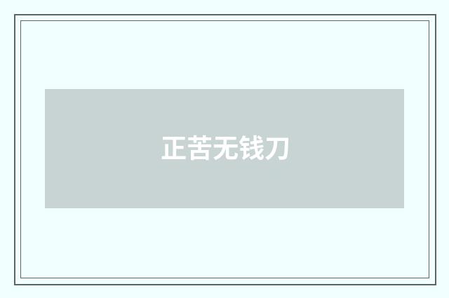 正苦无钱刀