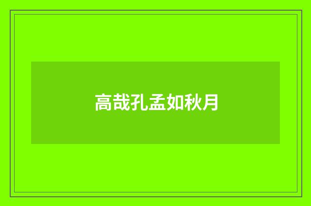 高哉孔孟如秋月