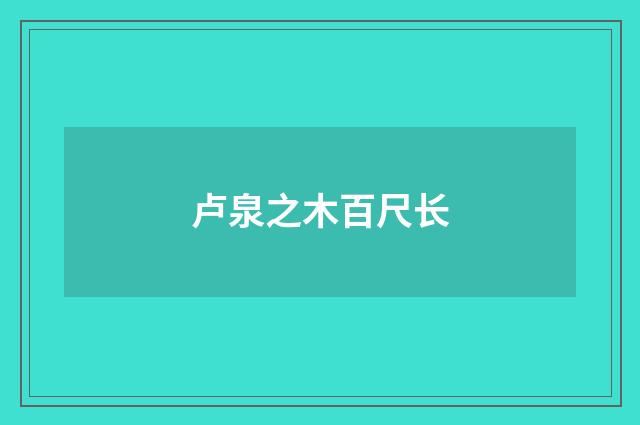 卢泉之木百尺长