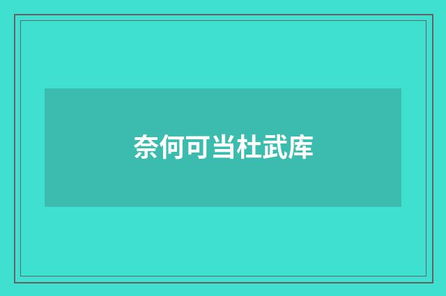 奈何可当杜武库
