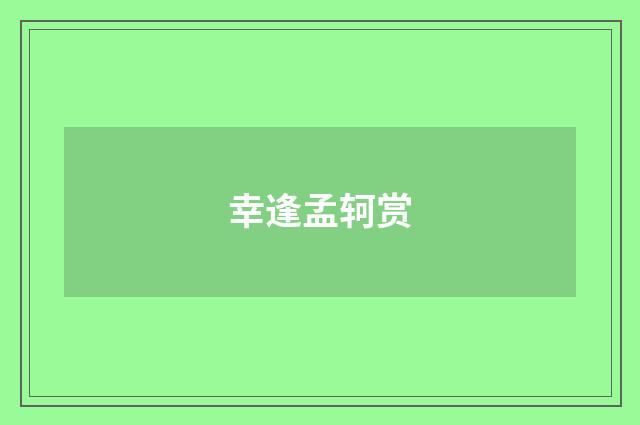 幸逢孟轲赏