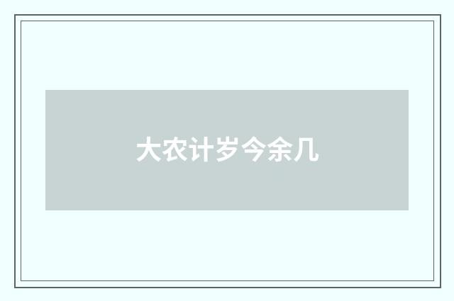 大农计岁今余几